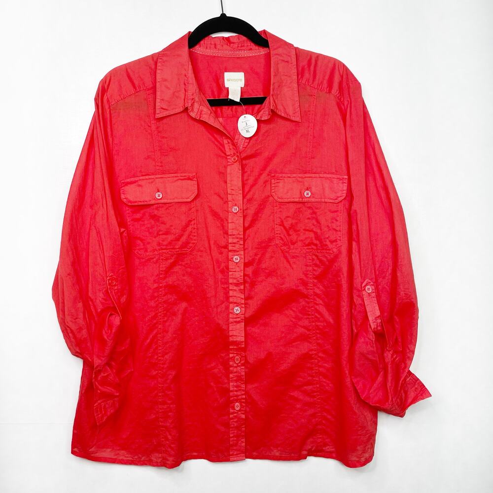 CHICO'S Red Button Down Blouse